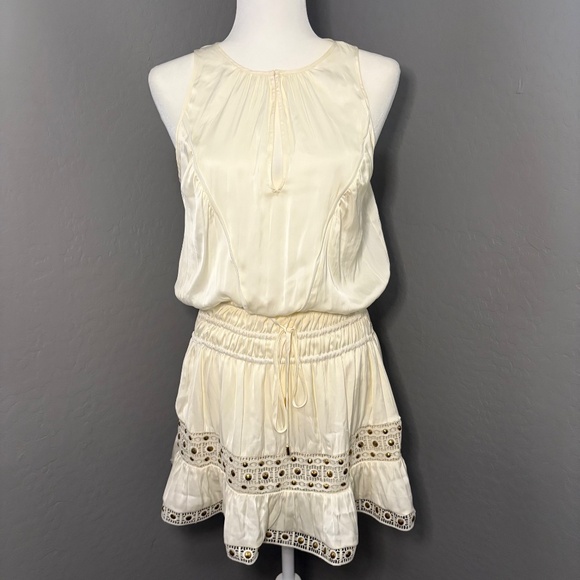 NWT- Ramy‎ Brook - MAYA TIERED MINI DRESS Cream Gold Size XS - Picture 4 of 13